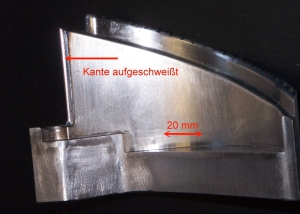 lange Kante aufgeschweißt - Verfahren: Verzugsfreies Reparaturschweißen mit dem Laser im Formenbau
